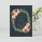 Eukalyptus-Rose Kupferdraht-Rahmen-Hochzeit im Her Einladung (Stehend Vorderseite)