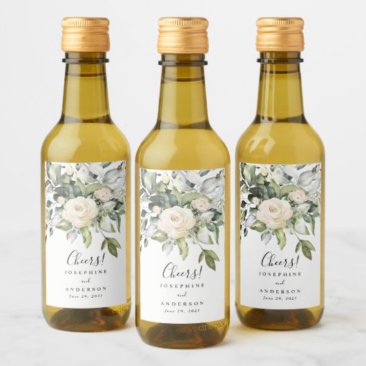 Eukalyptus Rose Mini Weinflaschen Weinetikett (Flaschen)