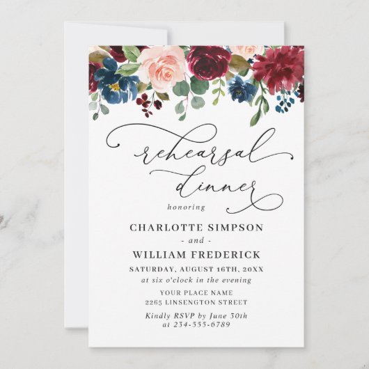 Eukalyptus-Rose-PROBE DINNER Einladung (Vorderseite)