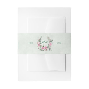 Eukalyptus & Rose Schwan Hochzeitseinladung Bauchb Einladungsbanderole