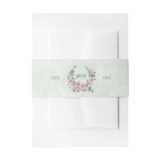 Eukalyptus & Rose Schwan Hochzeitseinladung Bauchb Einladungsbanderole