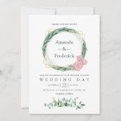 Eukalyptus-Rose Wasserfarbe Geometrische Hochzeit Einladung (Vorderseite)