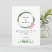 Eukalyptus-Rose Wasserfarbe Geometrische Hochzeit Einladung (Stehend Vorderseite)