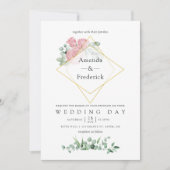 Eukalyptus-Rose Wasserfarbe Geometrische Hochzeit Einladung (Vorderseite)