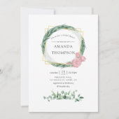 Eukalyptus-Rose Wasserfarbe Geometrisches Brautpar Einladung (Vorderseite)