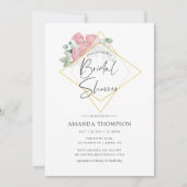 Eukalyptus-Rose Wasserfarbe Geometrisches Brautpar Einladung (Vorderseite)