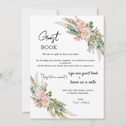 Eukalyptus & Rose Watercolor Gästebuchvorlage (Vorderseite)