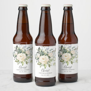 Eukalyptus-Rosen-Hochzeitsgeschenk-Bierflascheneti Bierflaschenetikett