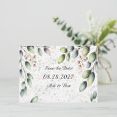 Eukalyptus-Rot Alcohol-Tinte-Hochzeit Save The Date (Stehend Vorderseite)