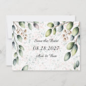 Eukalyptus-Rot Alcohol-Tinte-Hochzeit Save The Date (Vorderseite)