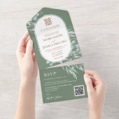 Eukalyptus Round-Frame-Chinesische Hochzeit All In One Einladung (Abreißen)