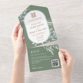 Eukalyptus Round-Frame-Chinesische Hochzeit All In One Einladung
