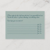 Eukalyptus RSVP-Karten - Text auf beiden Seiten Visitenkarte (Rückseite)