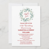 Eukalyptus Ruby 40. Hochzeitliches Foto Einladung (Vorderseite)