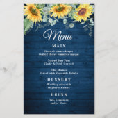 Eukalyptus Rustic Blue Wood Wedding Menu (Vorderseite)