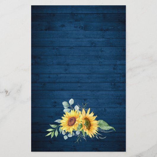 Eukalyptus Rustic Blue Wood Wedding Menu (Rückseite)