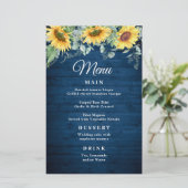 Eukalyptus Rustic Blue Wood Wedding Menu (Stehend Vorderseite)