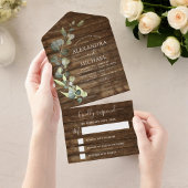 Eukalyptus Rustic Country Wood Wedding RSVP All In One Einladung