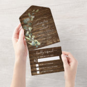 Eukalyptus Rustic Country Wood Wedding RSVP All In One Einladung (Abreißen)