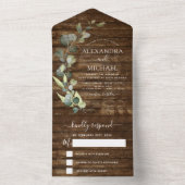 Eukalyptus Rustic Country Wood Wedding RSVP All In One Einladung (Innen Boden)