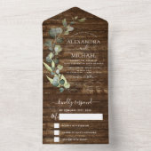 Eukalyptus Rustic Country Wood Wedding RSVP All In One Einladung (Innen Boden)