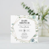 Eukalyptus Rustic Foto Baby Showroom Einladung (Stehend Vorderseite)