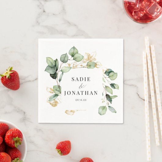 Eukalyptus Rustic Gold Botanical Wedding Serviette (Beispiel)