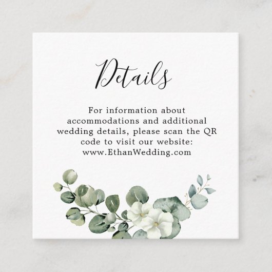 Eukalyptus Rustic Greenerity Wedding Begleitkarte (Vorderseite)