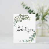 Eukalyptus Rustic Greenerity Wedding Dankeskarte (Stehend Vorderseite)