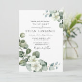 Eukalyptus Rustic Greenerity Wedding Einladung (Stehend Vorderseite)