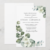 Eukalyptus Rustic Greenerity Wedding Einladung (Vorne/Hinten)