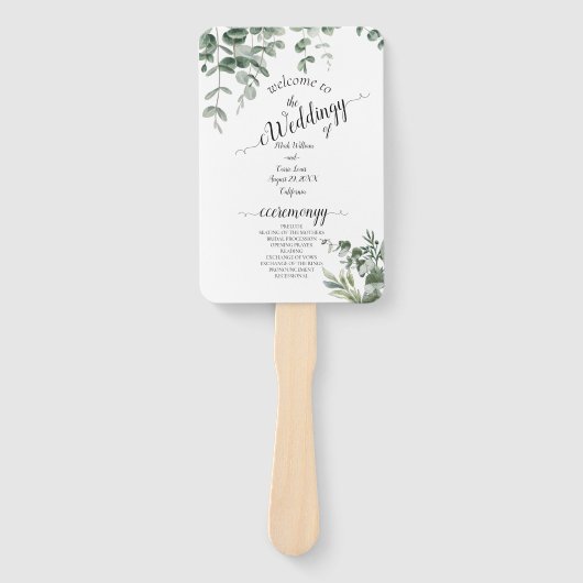 Eukalyptus Rustic Greenerity Wedding Fächer (Vorderseite)