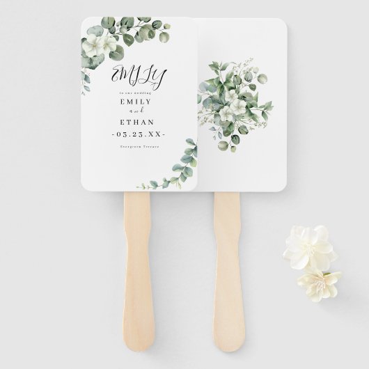 Eukalyptus Rustic Greenerity Wedding Fächer (Vorne und Hinten)