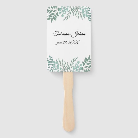 Eukalyptus Rustic Greenerity Wedding Fächer (Rückseite)