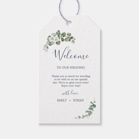 Eukalyptus Rustic Greenerity Wedding Geschenkanhänger (Vorderseite)