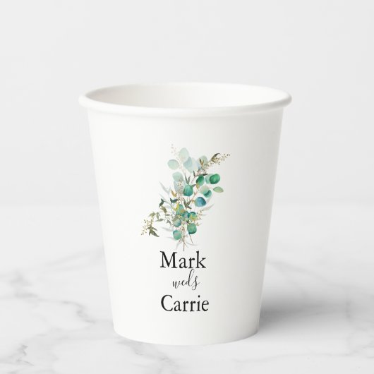 Eukalyptus Rustic Greenerity Wedding Paper Cup Pappbecher (Vorderseite)