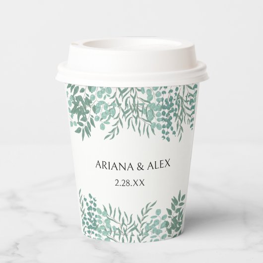 Eukalyptus Rustic Greenerity Wedding Paper Cup Pappbecher (Rückseite)