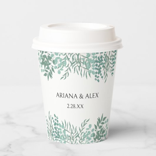 Eukalyptus Rustic Greenerity Wedding Paper Cup Pappbecher (Vorderseite)