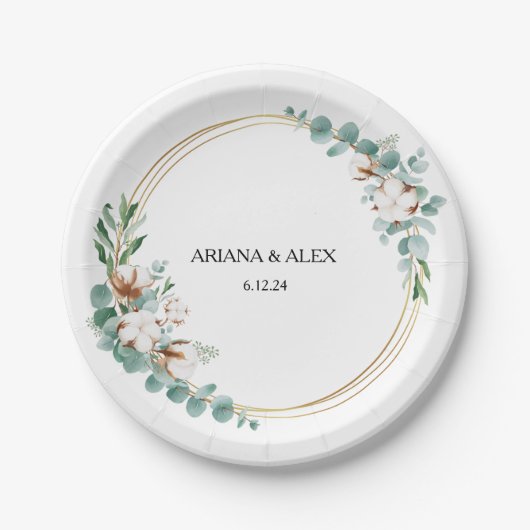 Eukalyptus Rustic Greenerity Wedding Paper Teller (Vorderseite)