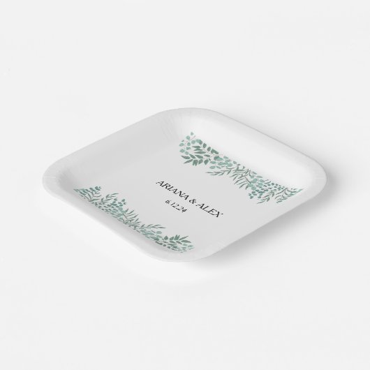 Eukalyptus Rustic Greenerity Wedding Paper Teller (Gewinkelt)