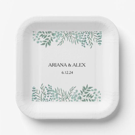 Eukalyptus Rustic Greenerity Wedding Paper Teller (Vorderseite)