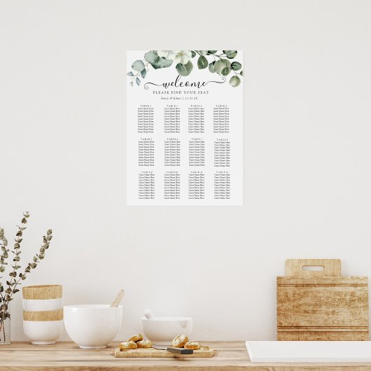 Eukalyptus Rustic Greenerity Wedding Poster (Küche)