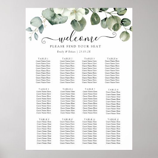 Eukalyptus Rustic Greenerity Wedding Poster (Vorne)