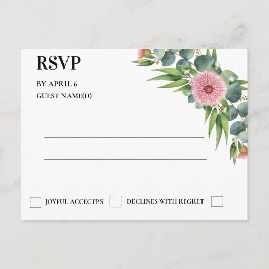 Eukalyptus Rustic Greenerity Wedding RSVP Card Einladungspostkarte (Vorderseite)