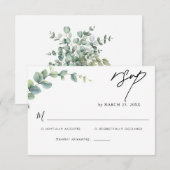 Eukalyptus Rustic Greenerity Wedding RSVP Karte (Vorne/Hinten)
