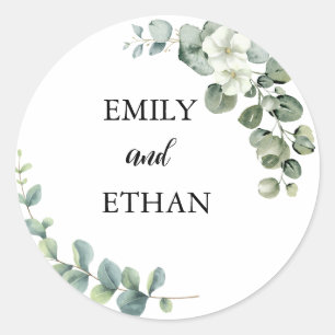 Eukalyptus Rustic Greenerity Wedding Runder Aufkleber