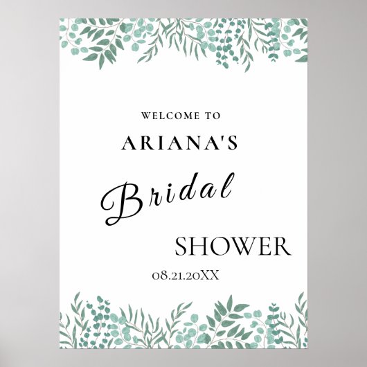 Eukalyptus Rustic Greenerity Wedding Sign Poster (Vorne)