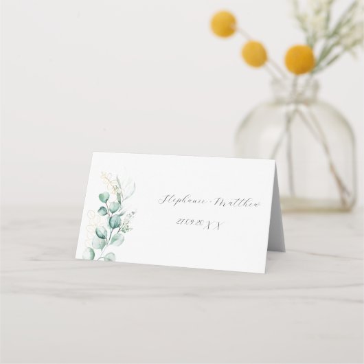 Eukalyptus Rustic Greenery Sage Wedding Platzkarte (Rückseite)