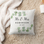 Eukalyptus Rustic Modern Mr. and Mrs Wedding Gift Kissen (Decke)