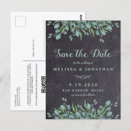 Eukalyptus Rustic QR Code Wedding Save the Date Postkarte